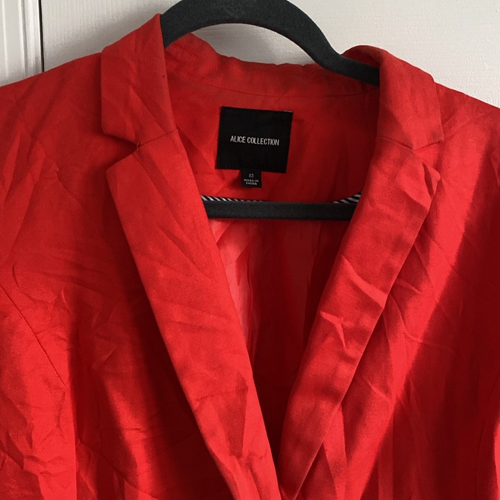 Alice Collection Red Cotton Blend Blazer Fully Lined Single Button Closure Sz M - Picture 2 of 11